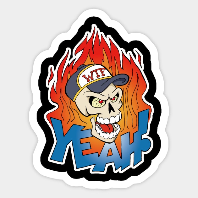 Skull on fire Sticker by Vick Debergh